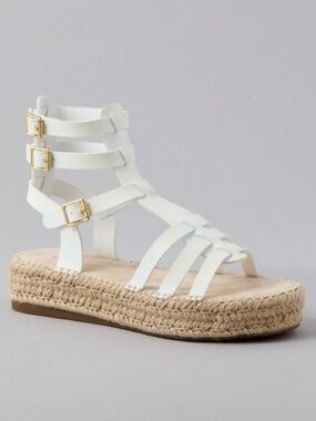 NWT American Eagle ($49.95) Flatform Gladiator Espadrille Sandal in White